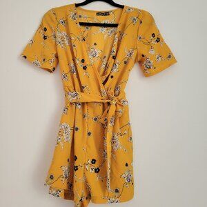 Boohoo yellow floral romper
